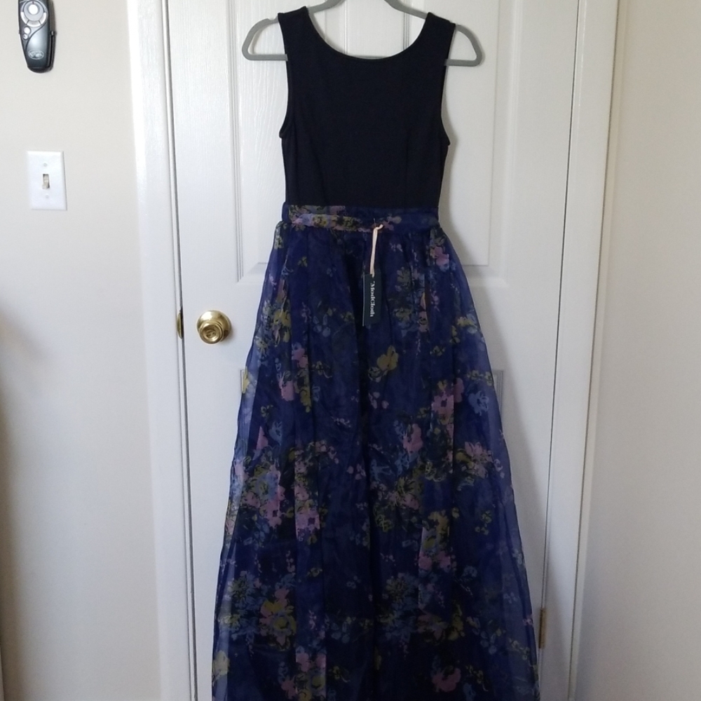 NWT Modcloth Navy Blue Floral Tulle Dress Size S